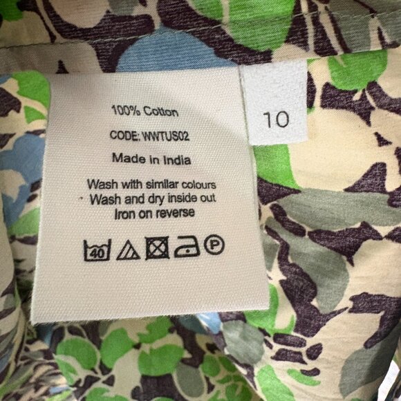 TOAST Hedgerow Print Poplin Shirt size UK 10 US 6 S acid green leaf button - Picture 10 of 11